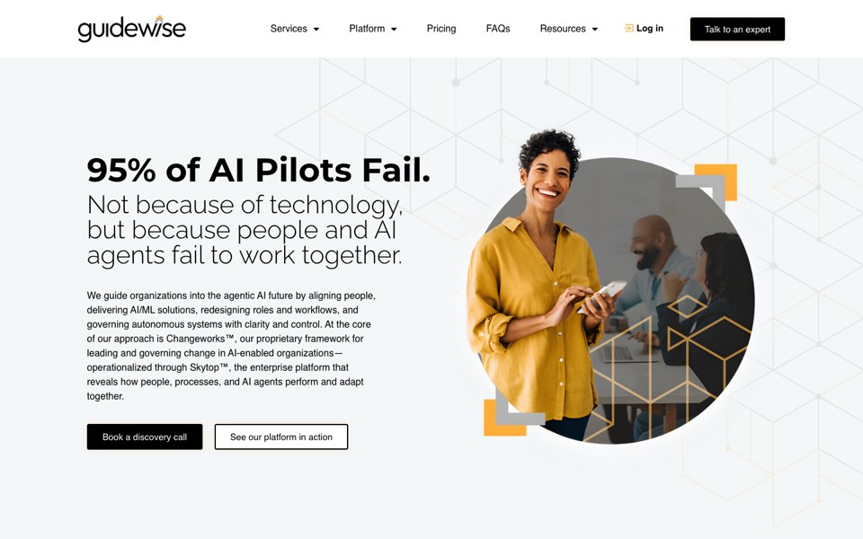 Guidewise website home page, designed and built by Webit365
