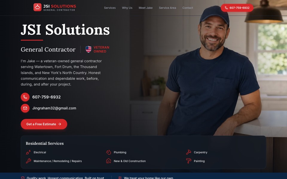 JSI Solutions website home page, designed and built by Webit365