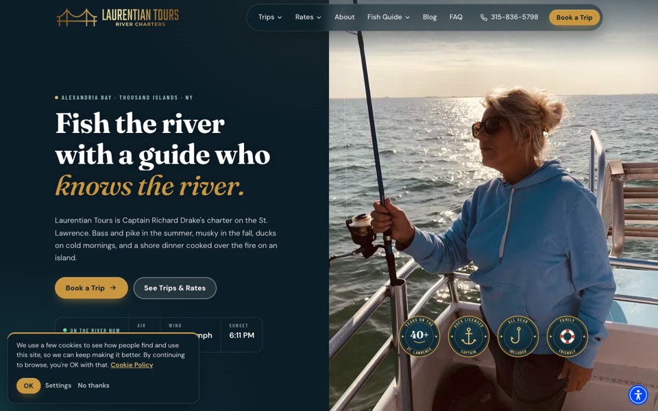 Laurentian Tours fishing guide on the St. Lawrence River