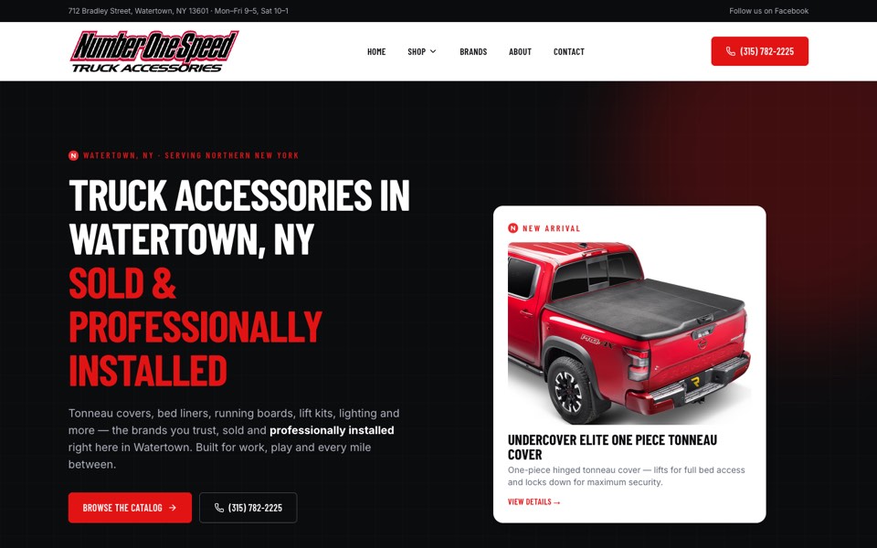 Number One Speed website home page, designed and built by Webit365