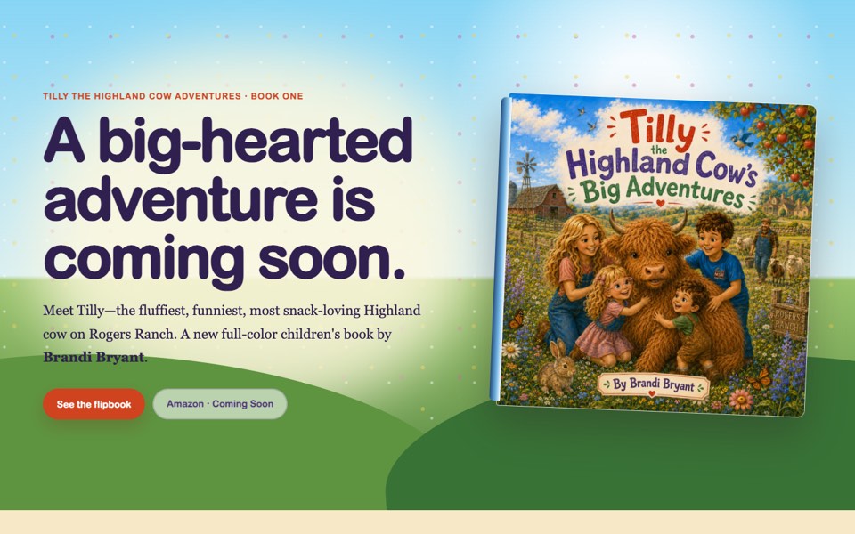 Tilly the Highland Cow website home page, designed and built by Webit365
