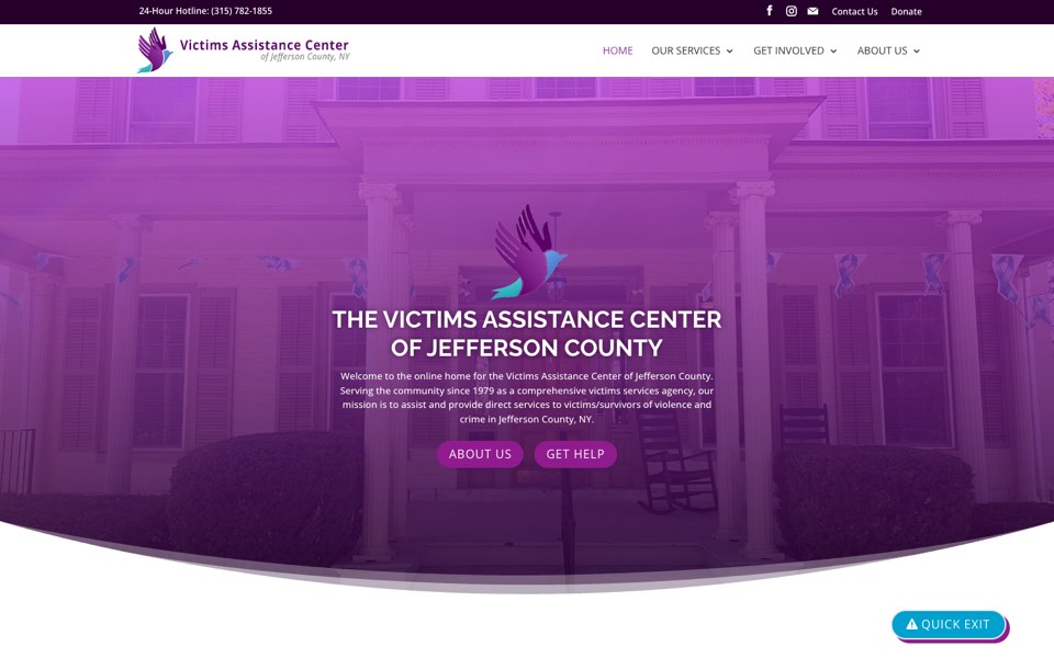 Victims Assistance Center website home page, designed and built by Webit365